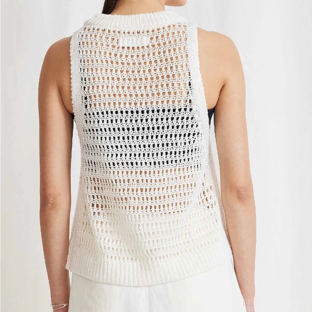Apiece Apart Openwork Crochet Cream Tank Top - Picture 2 of 5